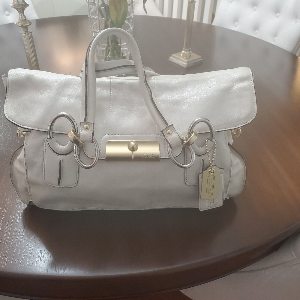 Coach Kristin Parchment Elevated Satchel Rare!